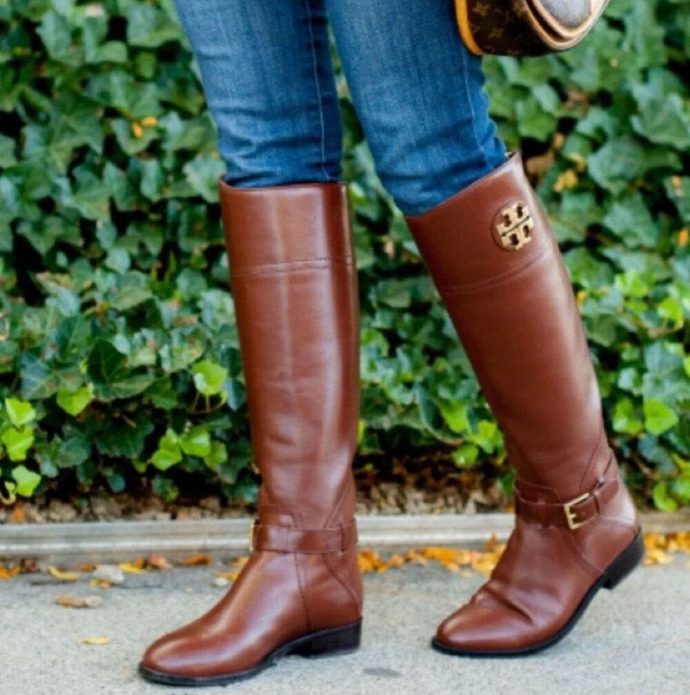Tory Burch Brown Leather Adeline Knee High Riding Boots Womens sz 7 Back Zipper